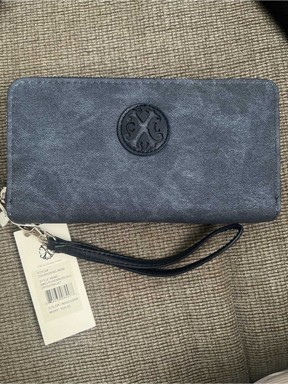 Christian Lacroix Black & Navy Wallet Set with Gold Emblem 3 piece - Picture 2 of 4
